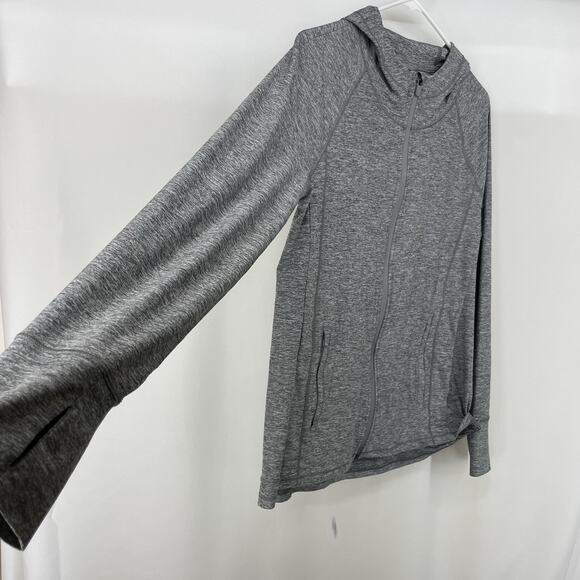 Athleta Size M Pacifica Illume UPF Relaxed Jacket Hoodie Thumbholes Gray Zip Up - Picture 6 of 12